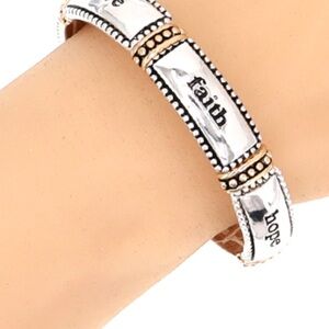 Silver and Gold-Tone Inspirational Bracelet